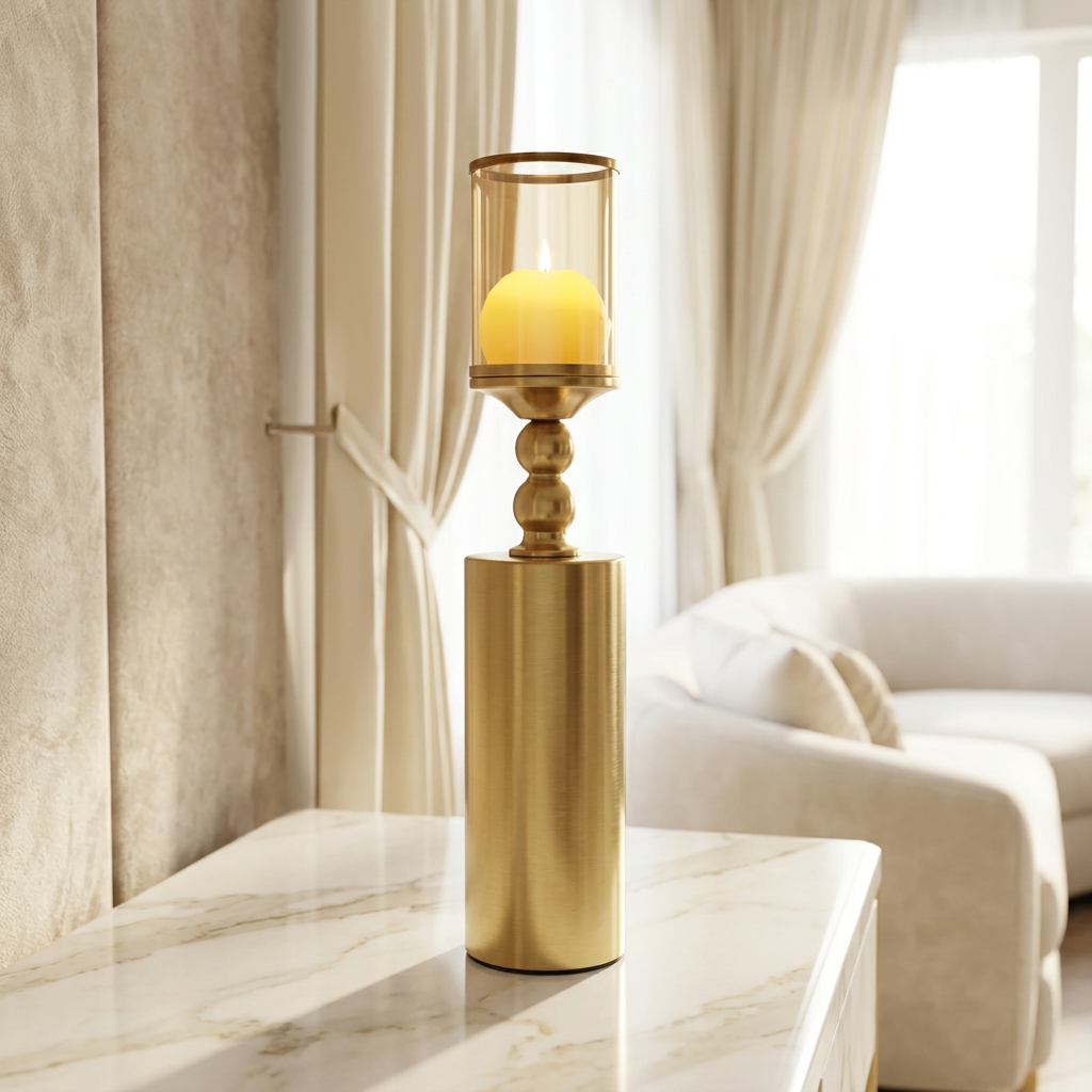 Luxury Gold Glass Candle Holder Set