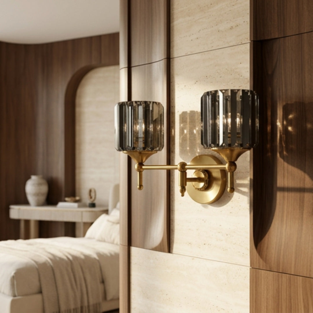 Luxury Gold Double Crystal Wall Sconce