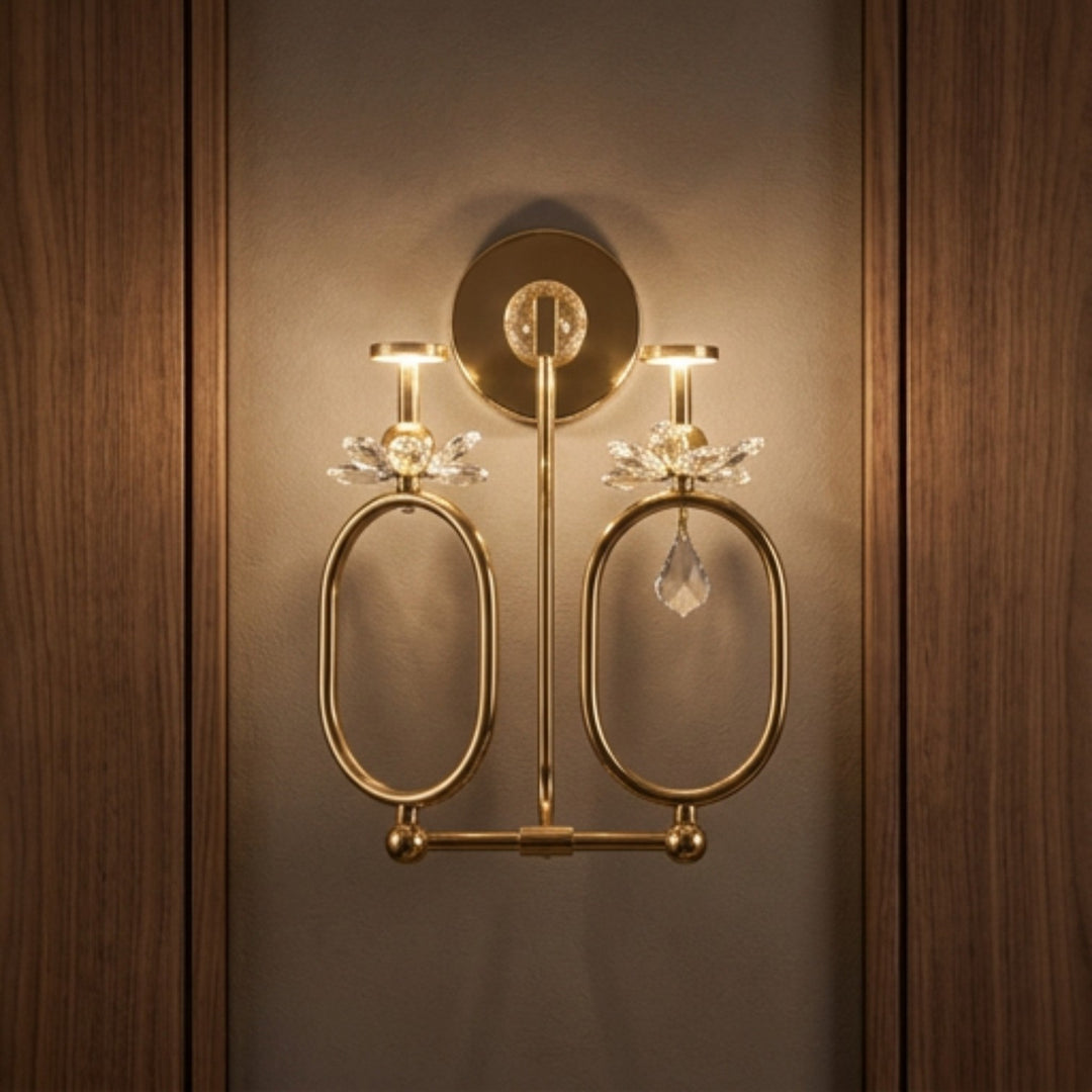 Luxury Gold Crystal Double Wall Sconce