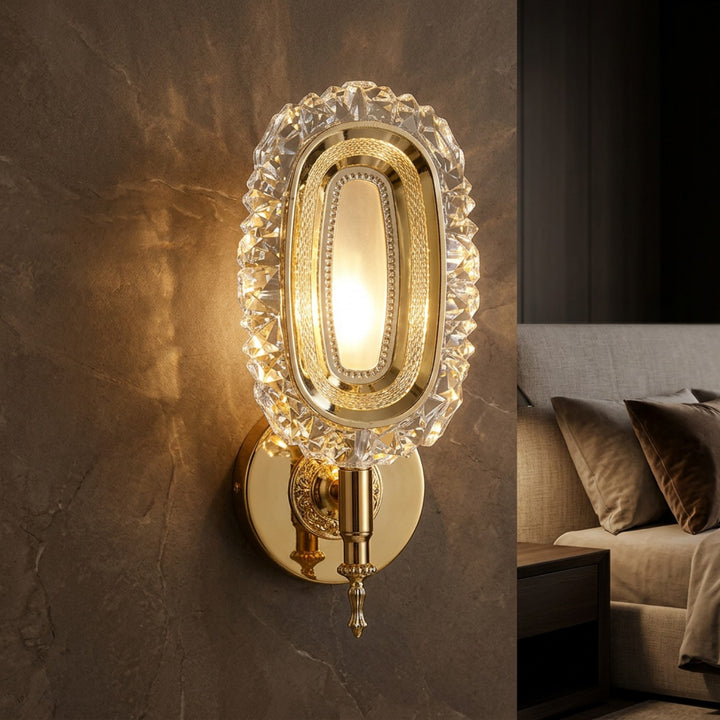 Luxury Oval Crystal Gold Wall Sconce