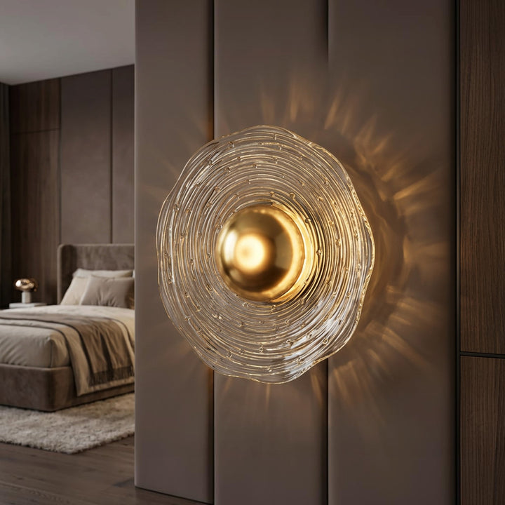 Luxury Gold Textured Glass Wall Sconce