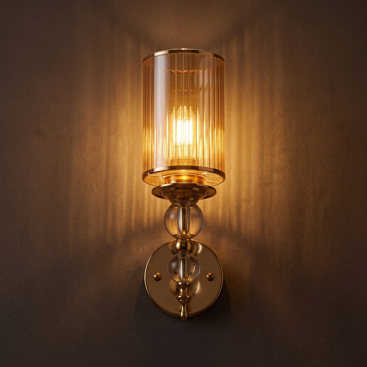 Luxury Gold Ribbed Glass Wall Sconce