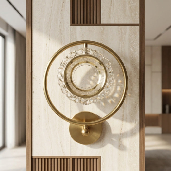 Luxury Gold Circular Crystal Wall Sconce