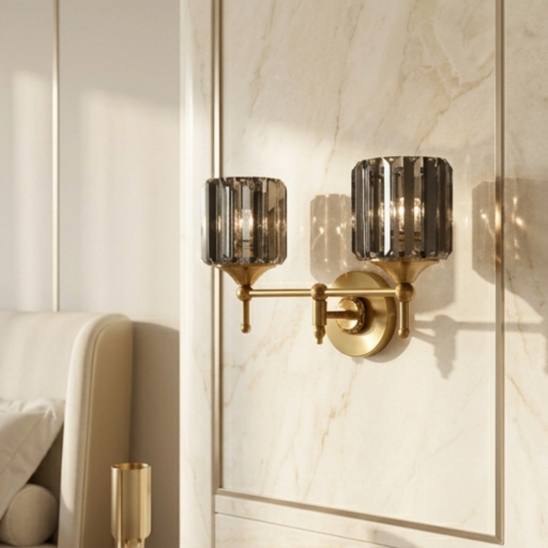 Luxury Gold Double Crystal Wall Sconce