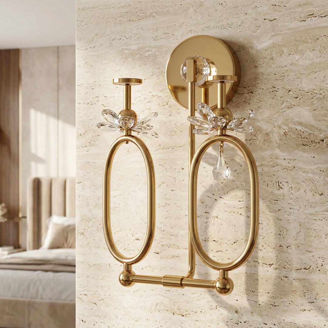 Luxury Gold Crystal Double Wall Sconce