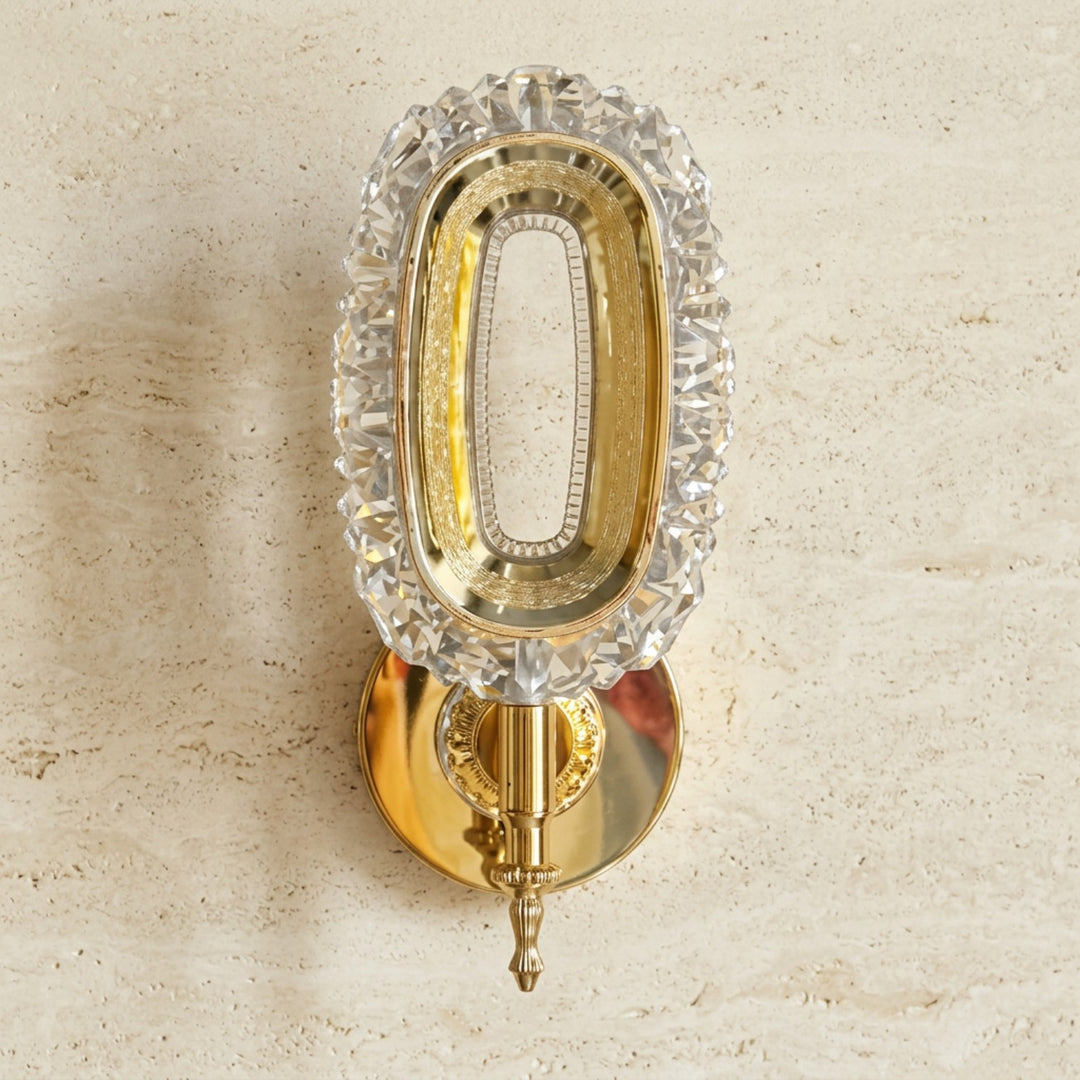 Luxury Oval Crystal Gold Wall Sconce