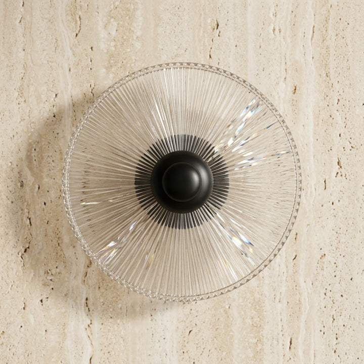 Luxury Round Ribbed Glass Wall Sconce