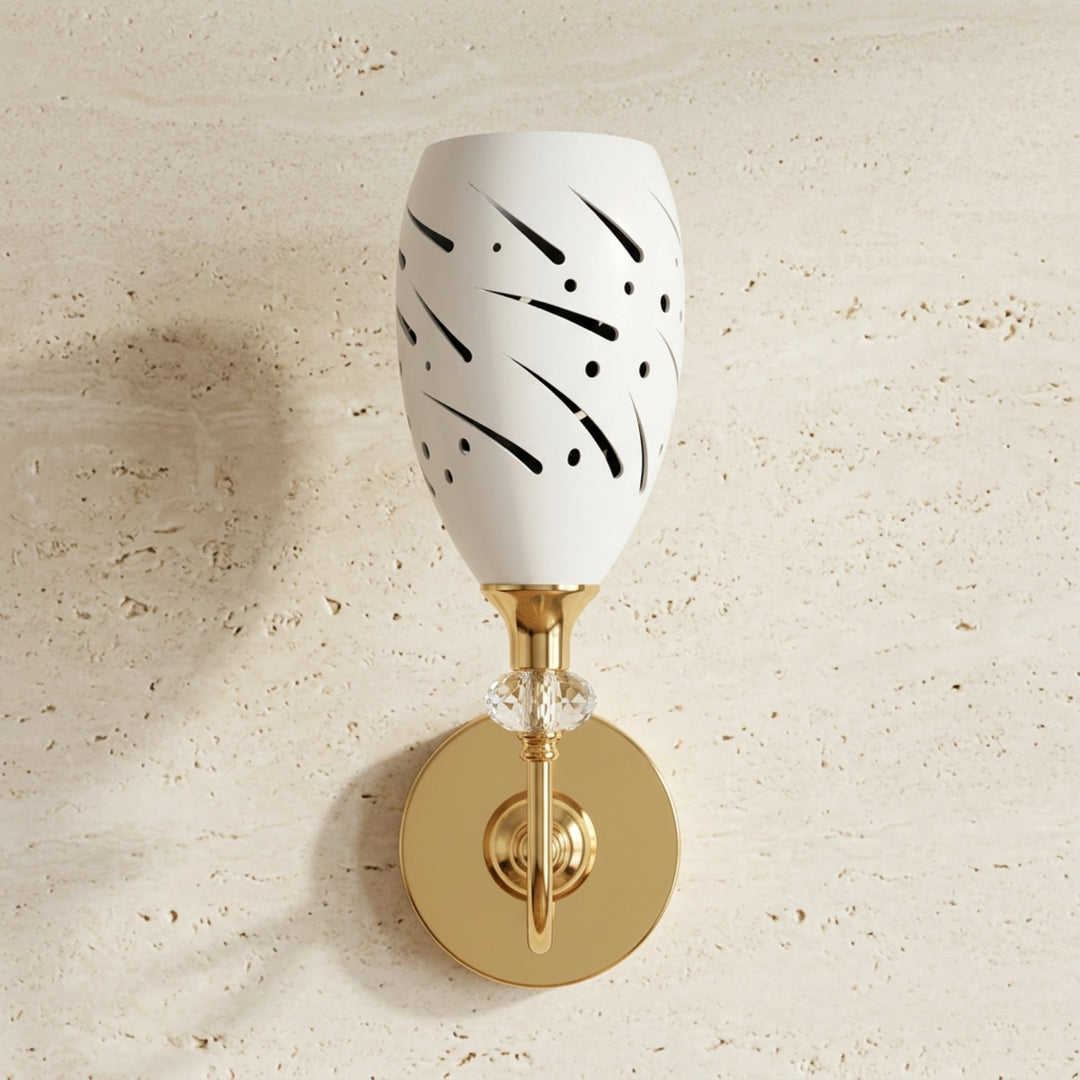 Luxury Gold Wall Sconce with White Artistic Shade