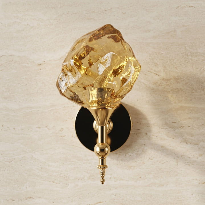 Luxury Amber Crystal Gold Wall Sconce