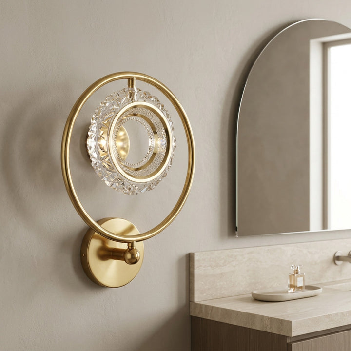 Luxury Gold Circular Crystal Wall Sconce