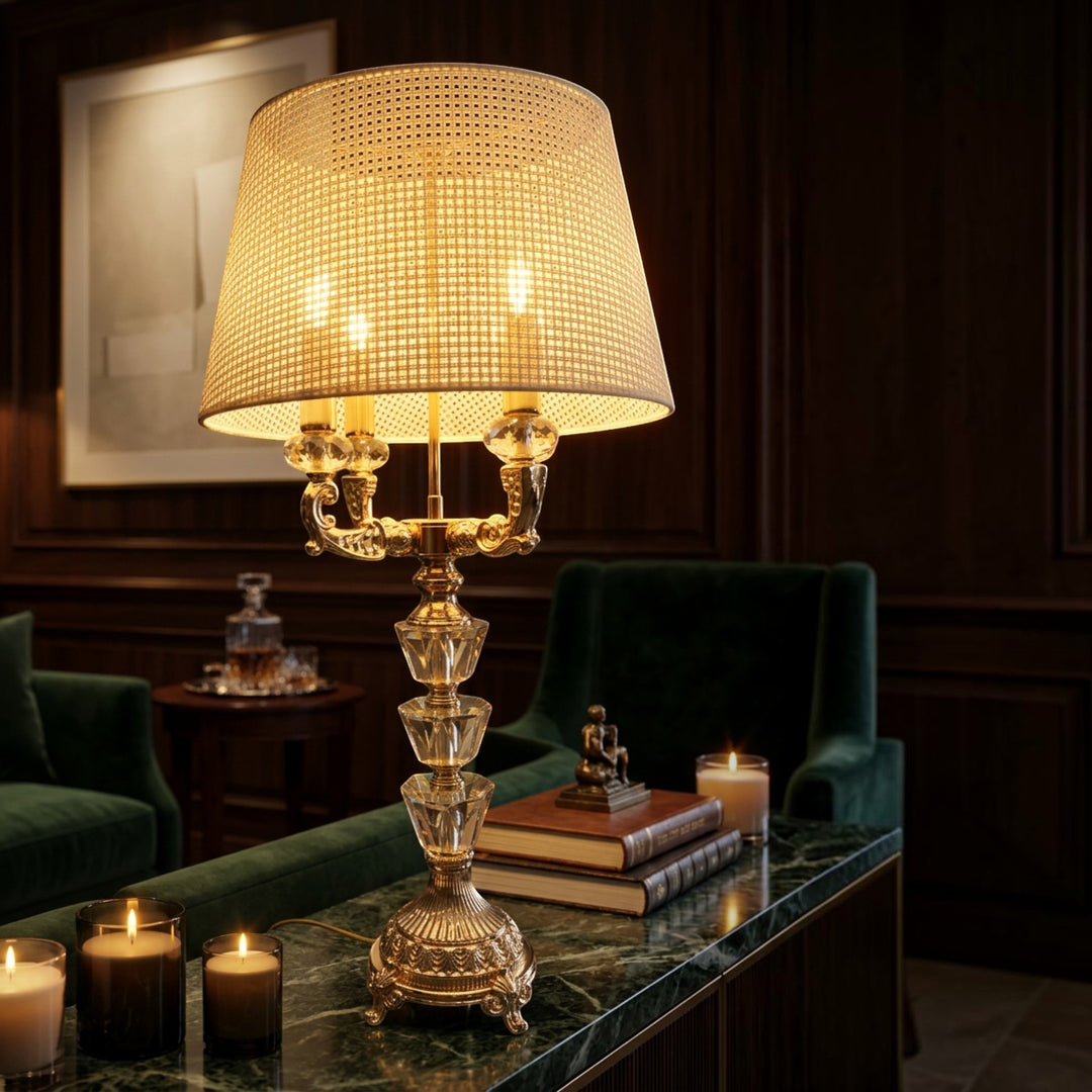 Antique Rose-Gold Crystal Accent Table  Lamp