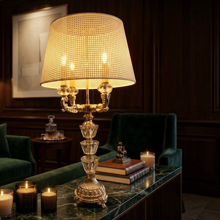 Antique Rose-Gold Crystal Accent Table  Lamp