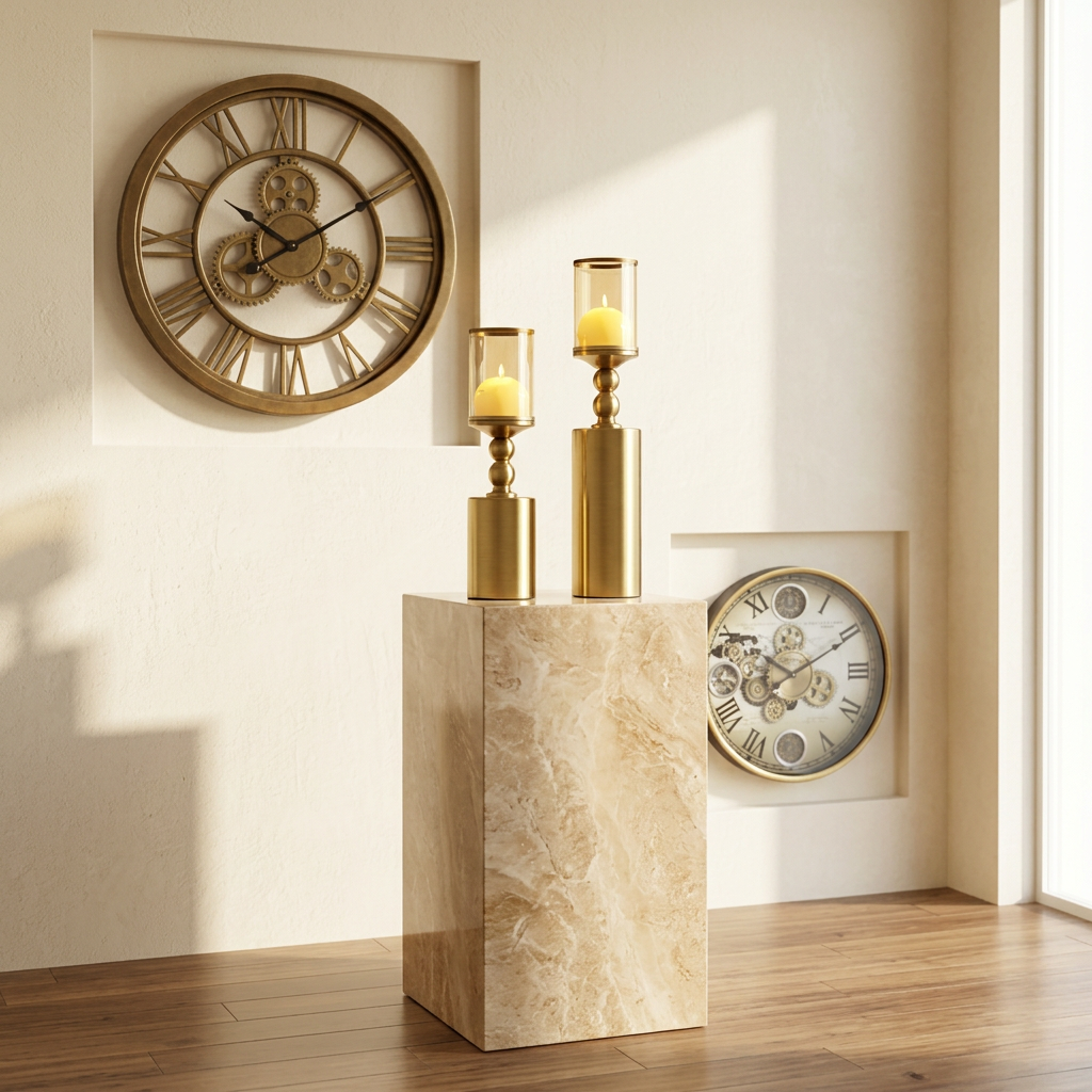 Luxury Gold Glass Candle Holder Set