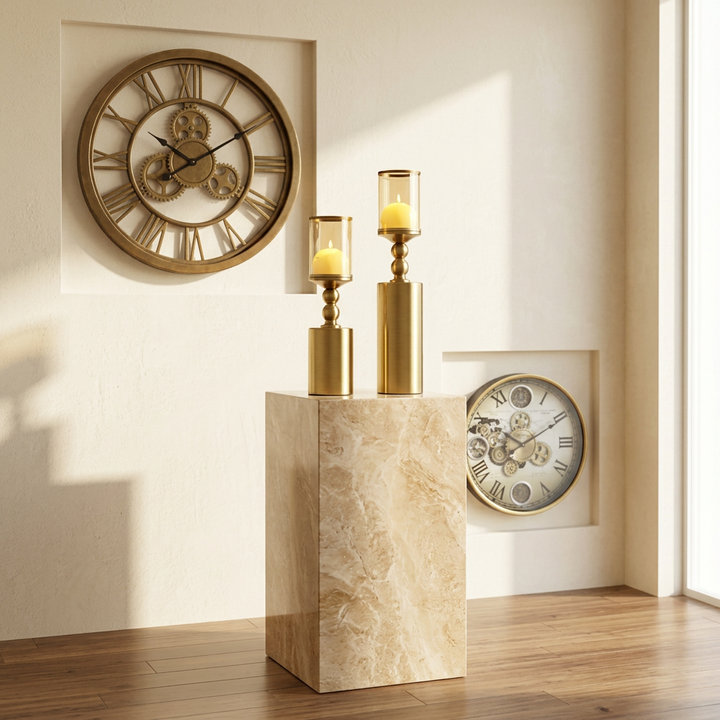 Luxury Gold Glass Candle Holder Set