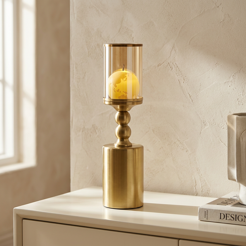 Luxury Gold Glass Candle Holder Set