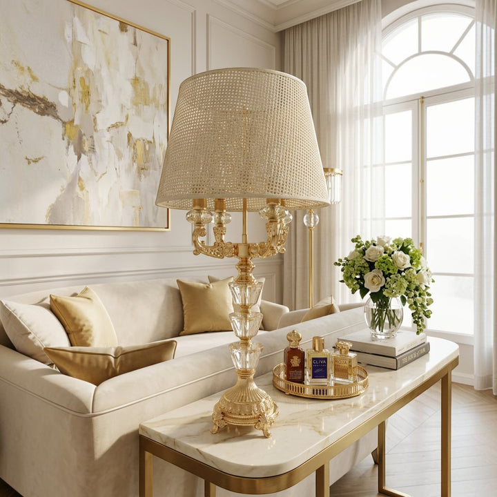 Antique Rose-Gold Crystal Accent Table  Lamp