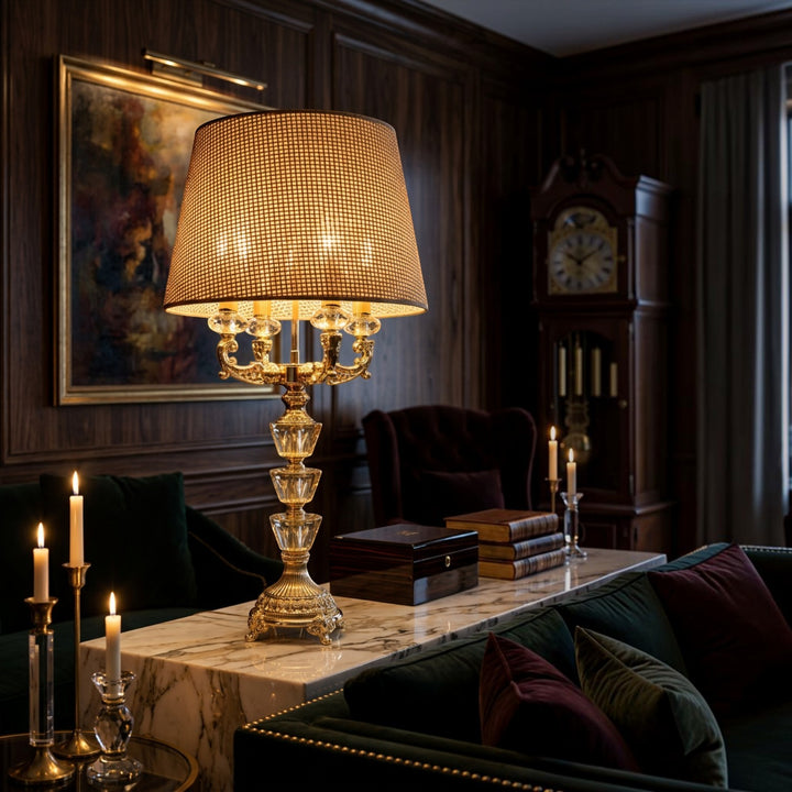 Antique Rose-Gold Crystal Accent Table  Lamp