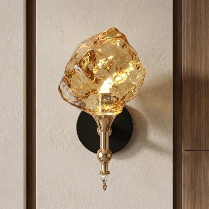 Luxury Amber Crystal Gold Wall Sconce