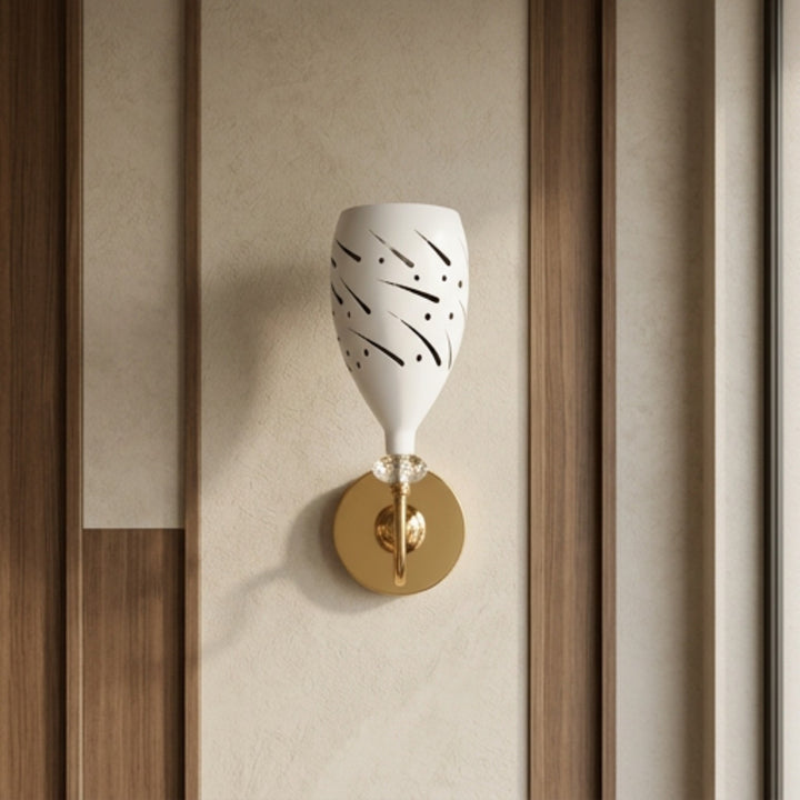 Luxury Gold Wall Sconce with White Artistic Shade