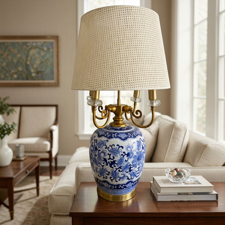 Original Blue Pottery Porcelain Table Lamp