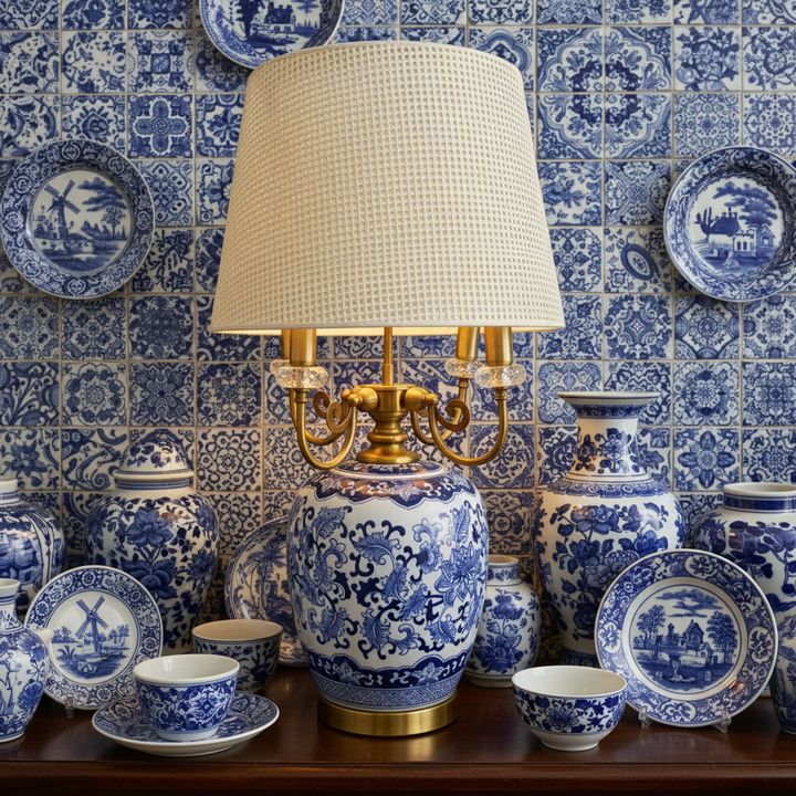 Original Blue Pottery Porcelain Table Lamp