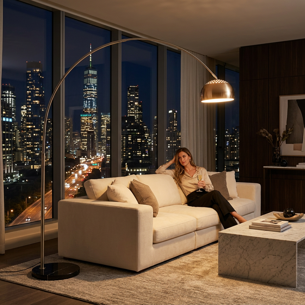 Silver Nexus Arch Floor Lamp (3 Sizes Available)