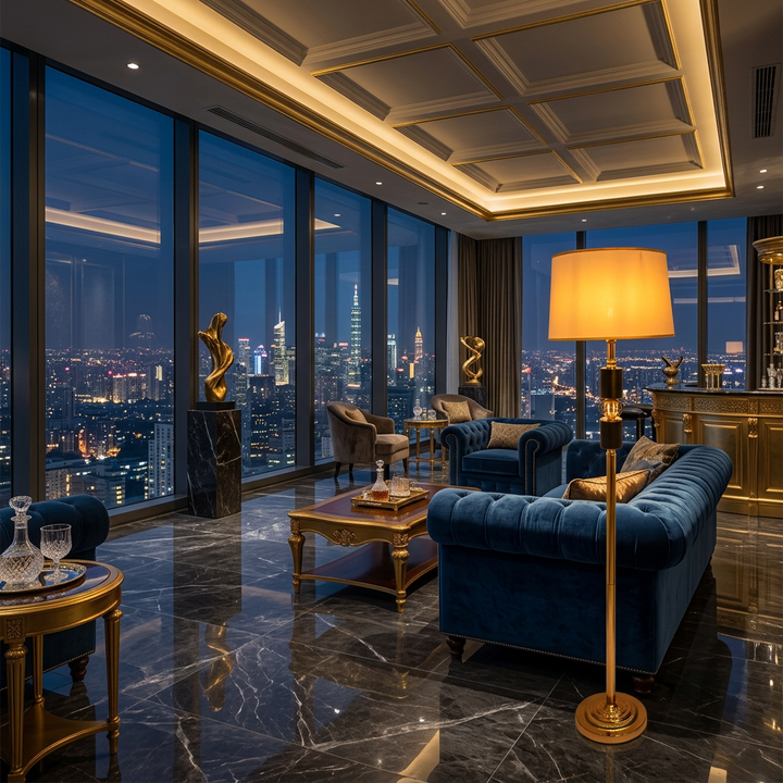 Obsidian – Matte Rose Gold Floor Lamp