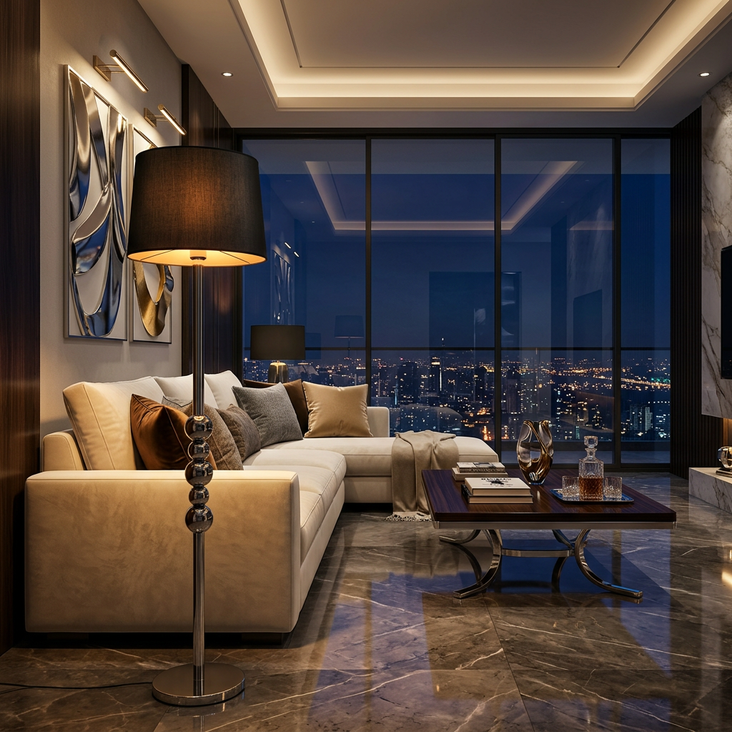 Shadow Forge – Black Metallic Floor Lamp