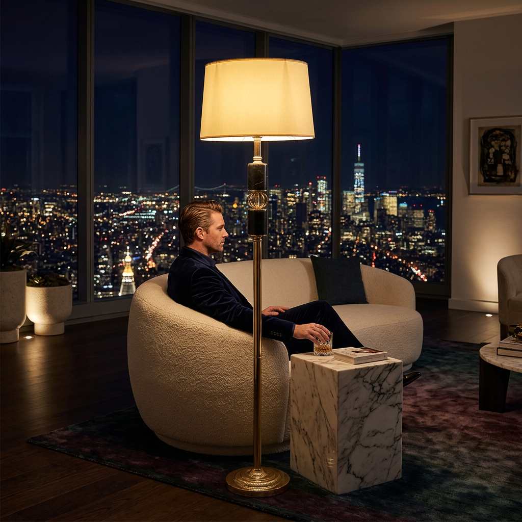 Obsidian – Matte Rose Gold Floor Lamp