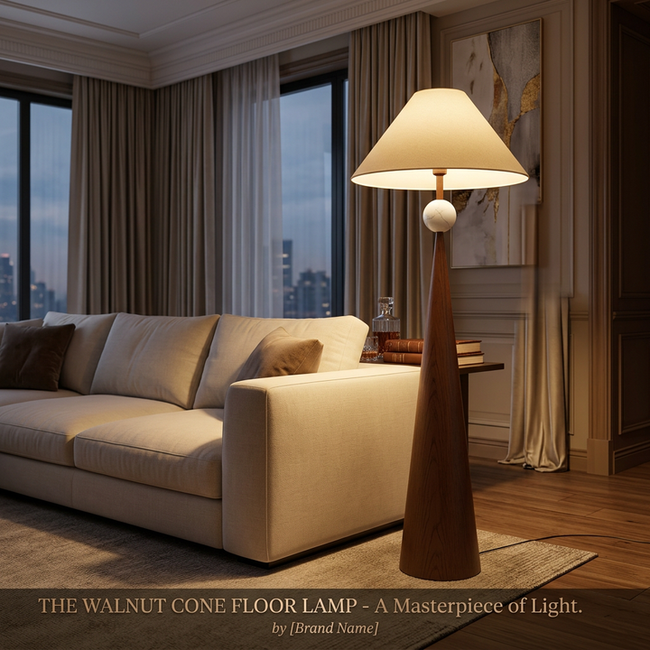 Brown Textured Lumos Cone Contemporary Floor Lamp