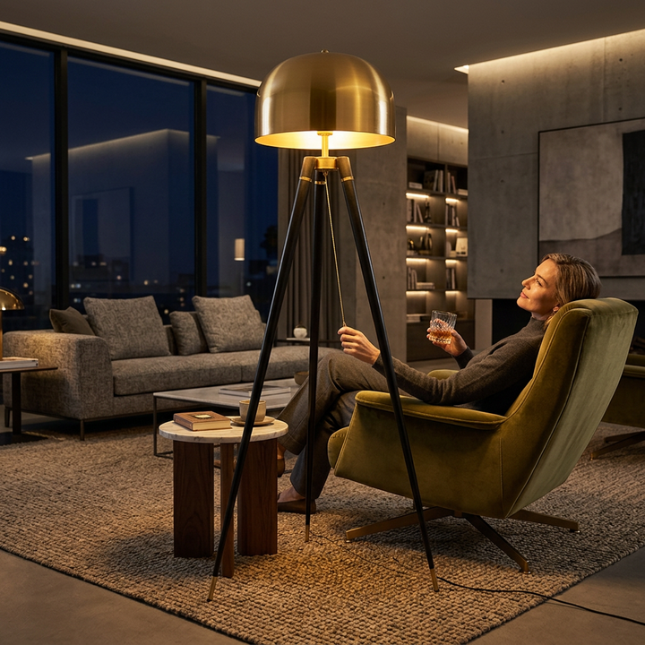 TriLume Metal Tripod Floor Lamp (Full Sized Dome)
