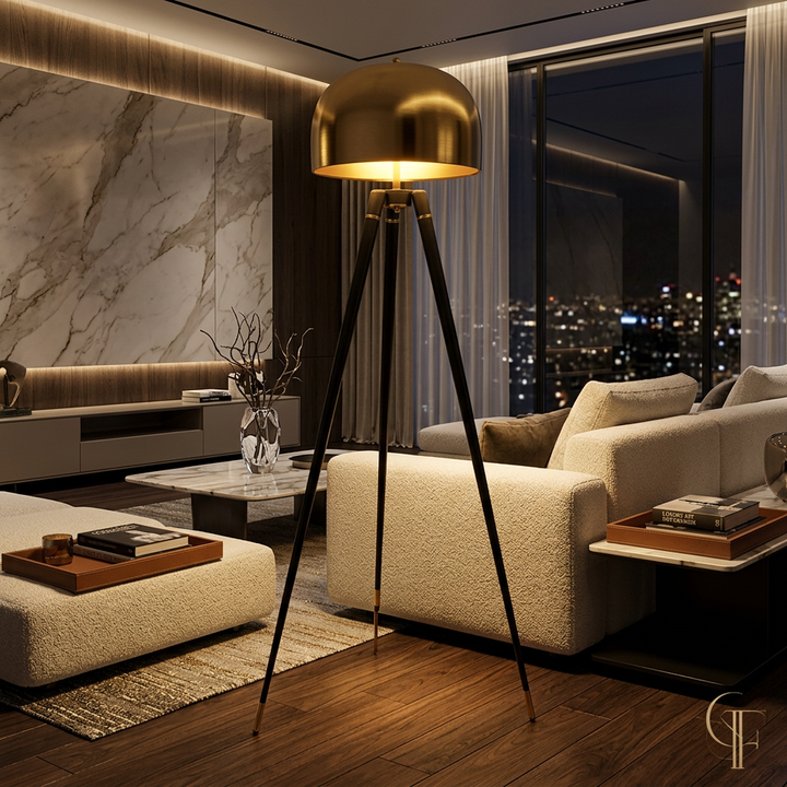 TriLume Metal Tripod Floor Lamp (Full Sized Dome)