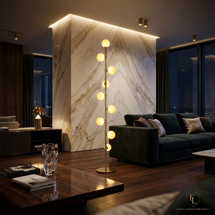 NordLume Glass Orb LED Floor Lamp – Warm Light Edition