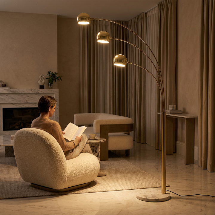 Silver Radiant Cascade 5-Arcs Floor Lamp