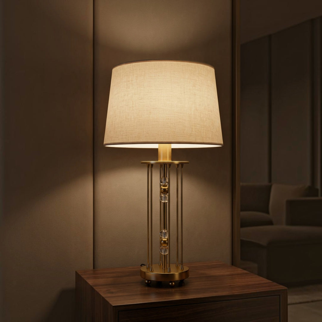 Luxury Gold Crystal Table Lamp with Beige Shade