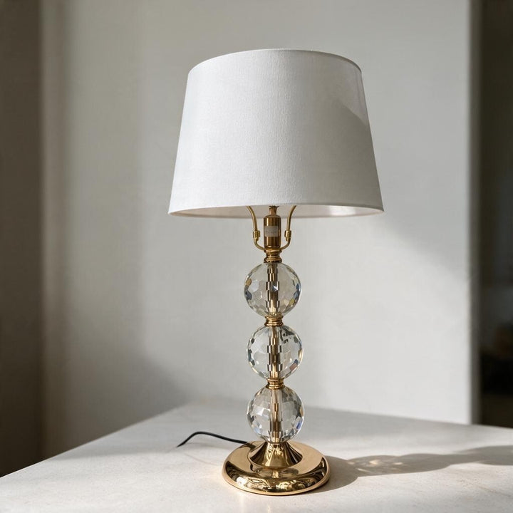 Luxury Crystal & Gold Table Lamp with White Shade