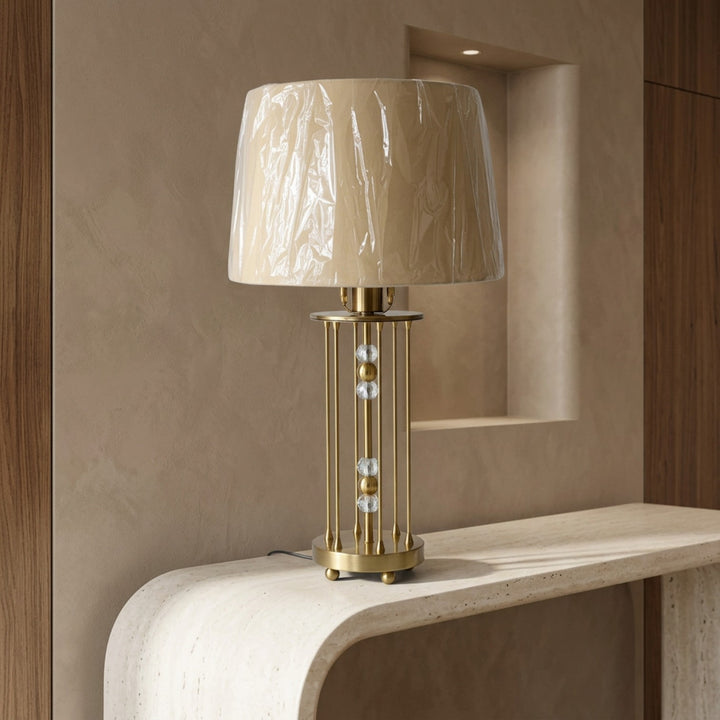 Luxury Gold Crystal Table Lamp with Beige Shade