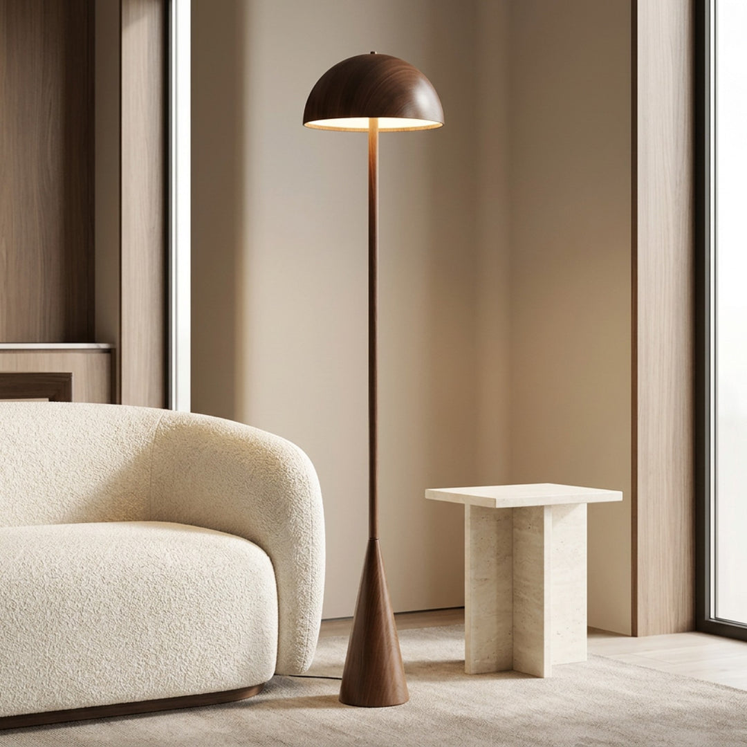 Modern Metal Floor Lamp with Wooden Finish