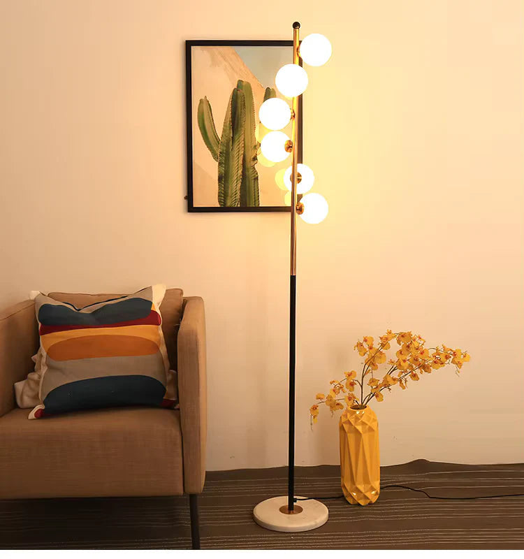Celeste Glow – White Bowl Round Floor Lamp