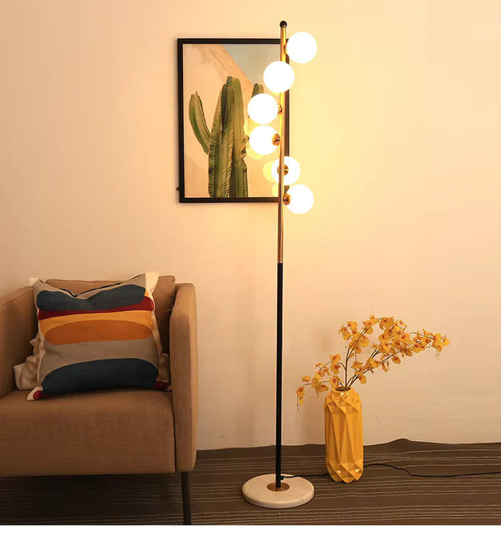 Celeste Glow – White Bowl Round Floor Lamp