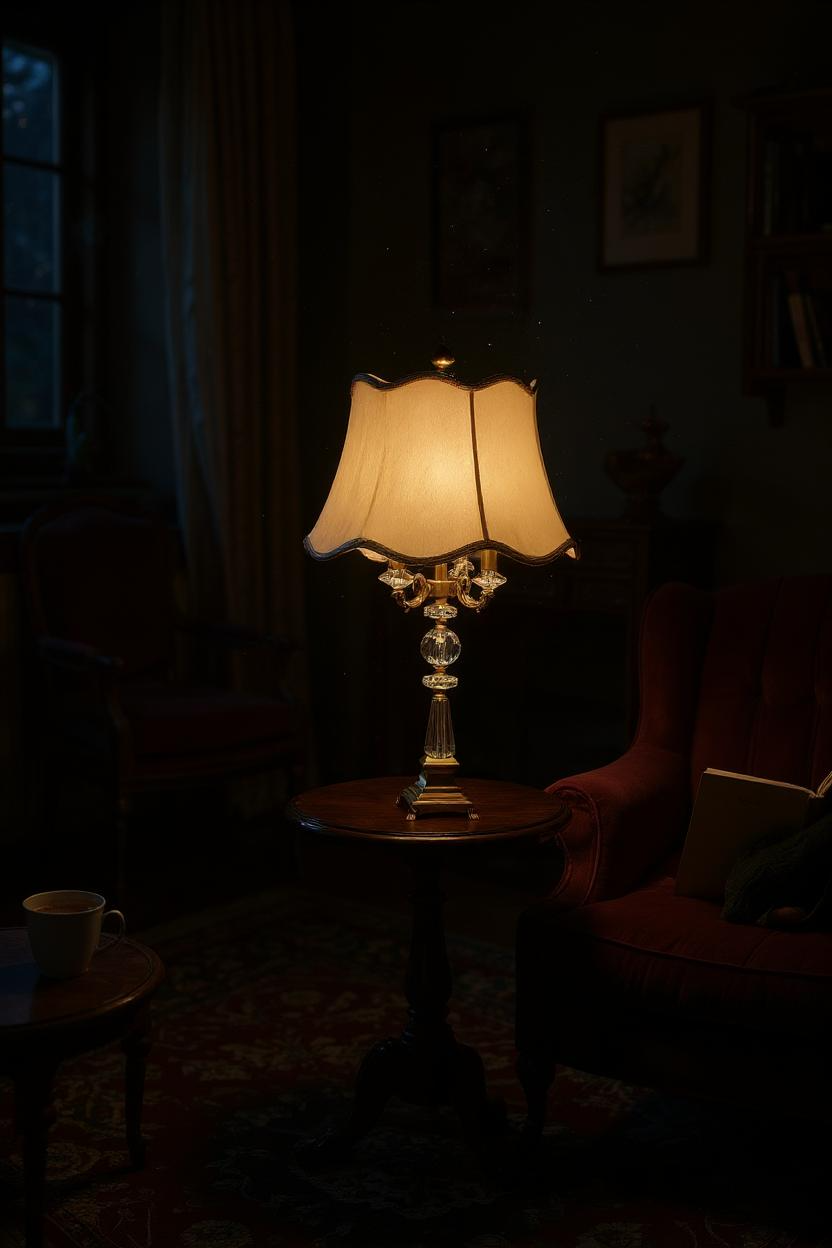 Victoria Brass & Crystal Side Table Lamp