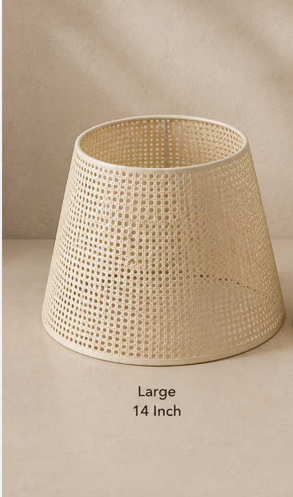 Ivory Woven Fabric Lampshade pair