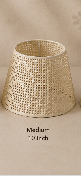 Ivory Woven Fabric Lampshade pair