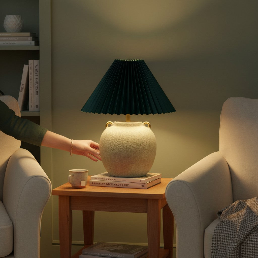Organic Bulged Pot Ceramic Table Lamp