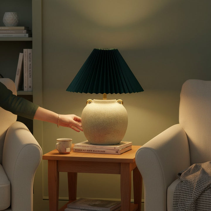 Organic Bulged Pot Ceramic Table Lamp