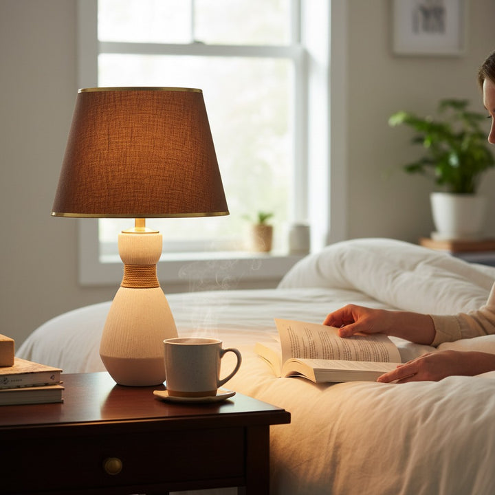 Modern Ribbed Textured Ceramic Table Lamp