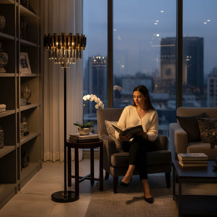 Imperial Modern Crystal Bloom Luxury Floor Lamp