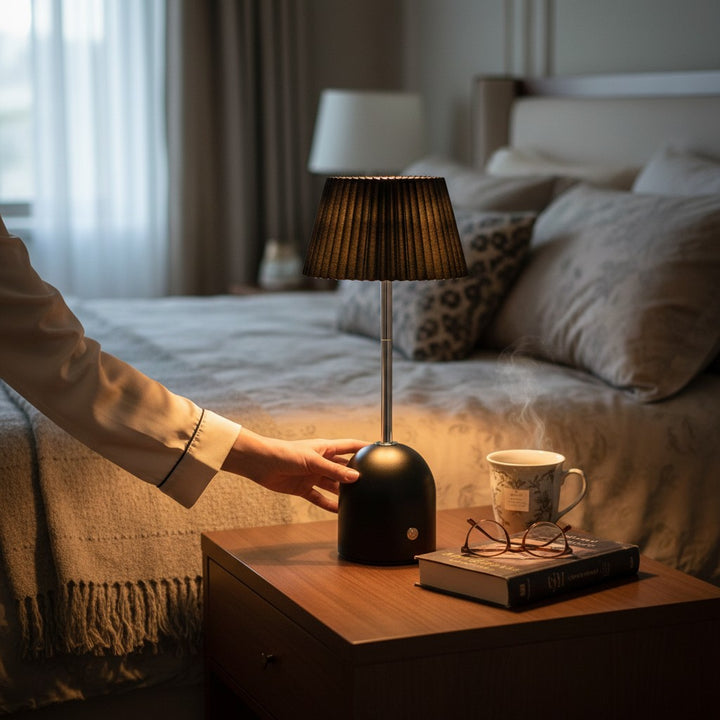 Midnight Pleated Touch Table Lamp