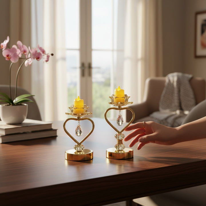 Modern Crystal & Metallic Candle Stand