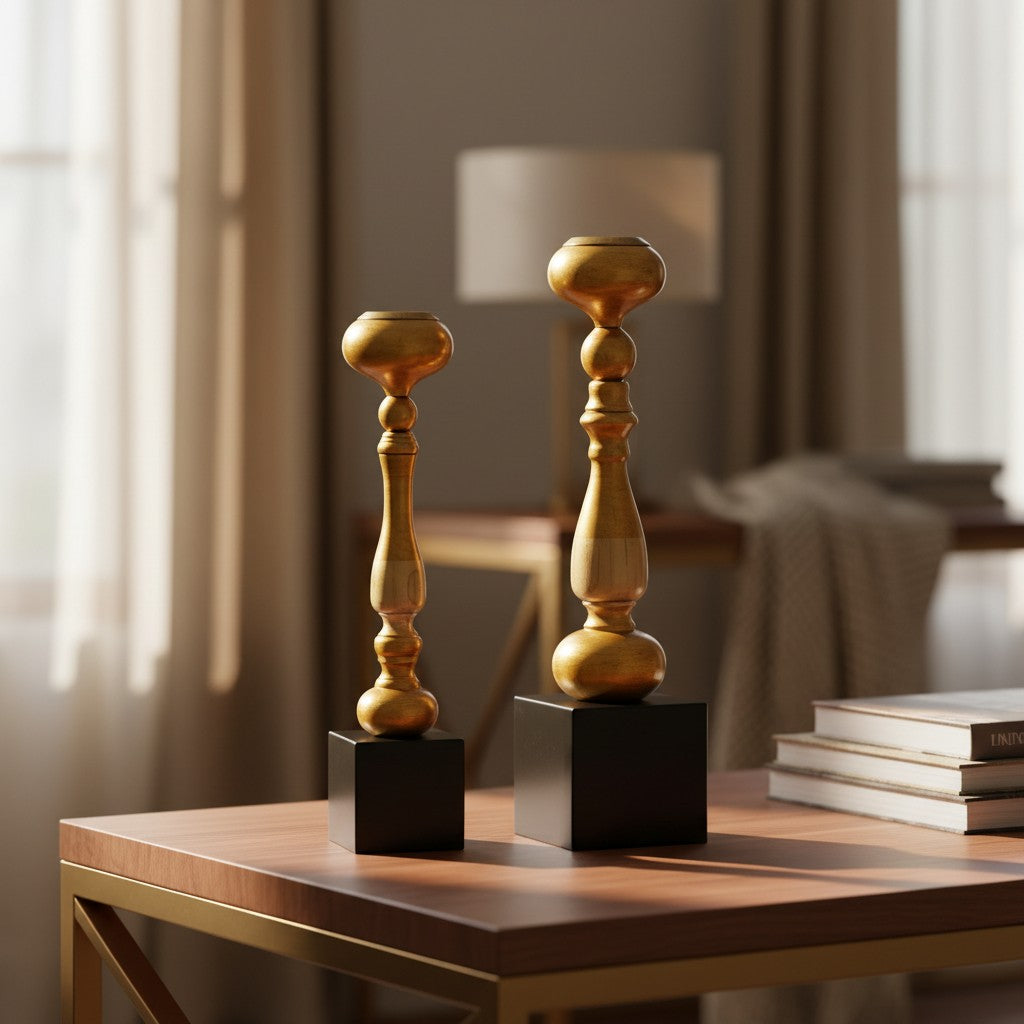 Brass Metallic Gold Candle Holder